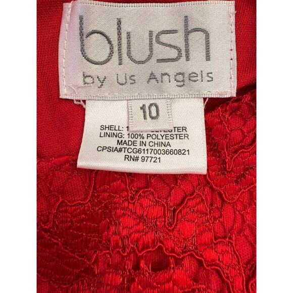 BLUSH Us Angels Girls Red And Gold Lace Dress New Sz 10 Holidays - Picture 11 of 13